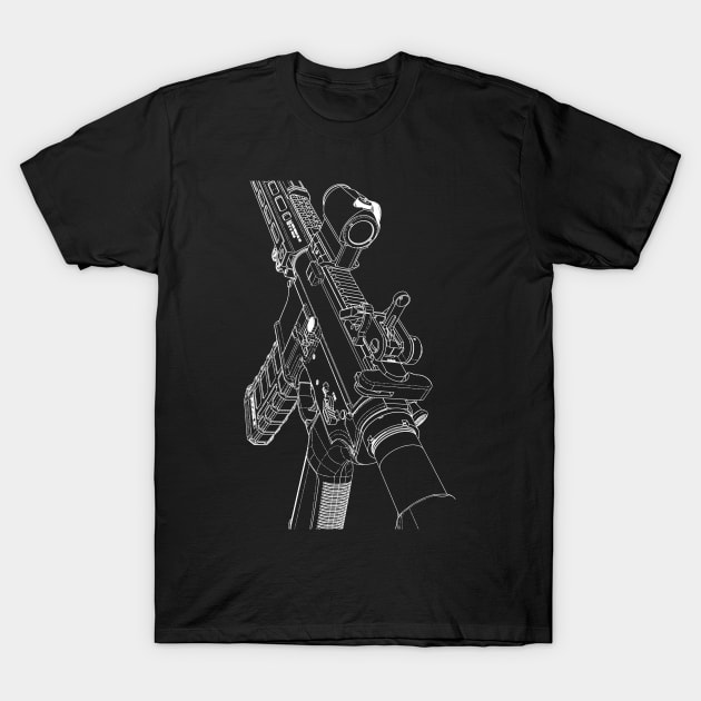 AR15 Line Art T-Shirt by erock
